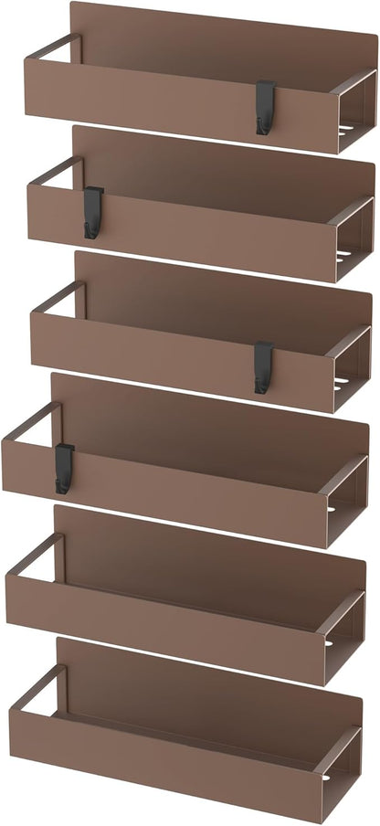 HuggieGems 6 Pack Magnetic Spice Storage Rack Organizer for Refrigerator and Oven, Bronze Fridge Organizers and Storage