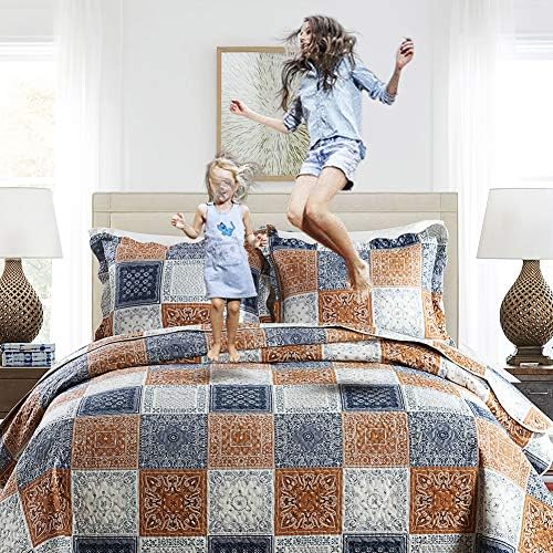 NEWLAKE Quilt Bedspread Sets-Color Block Pattern Reversible Coverlet Set,Queen Size - Image 7