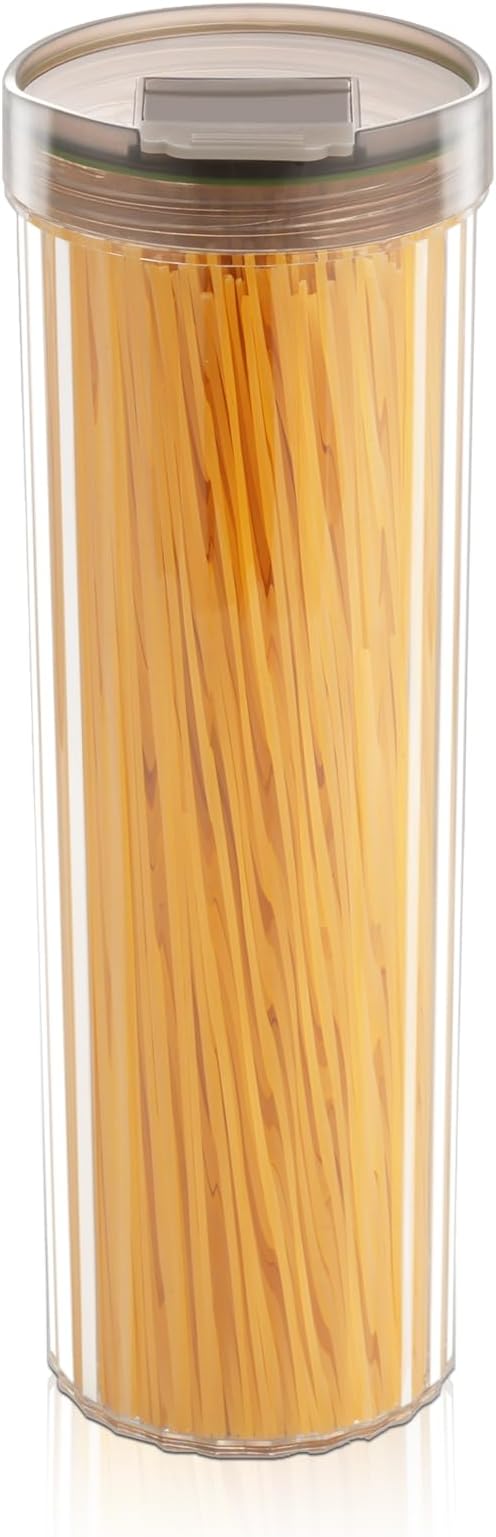 Tall Spaghetti Pasta Storage Container - 48oz Clear Pasta Holder Airtight Spaghetti Container Storage with Lid for Kitchen Pantry organize Linguini Lasagna Noodle Oats Coffee beans Rice Flour Oatmeal