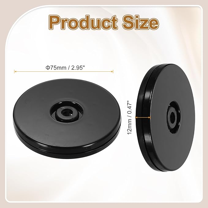 uxcell 1Pack Acrylic Lazy Susan Turntable, 3" Spinner Lazy Susan Turntable Organizer, Acrylic Ball Bearing Rotating Tray for Pantry Spice Rack Decorating, Black