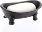Sumnacon Cast Iron Bathtub Soap Dish - Heavy Duty Vintage Metal Drainable Sponge Soap Tray Bar, Rustic Iron Soap Sponge Holder for Bathroom Shower Bathtub Kitchen Sink Countertop, Brown