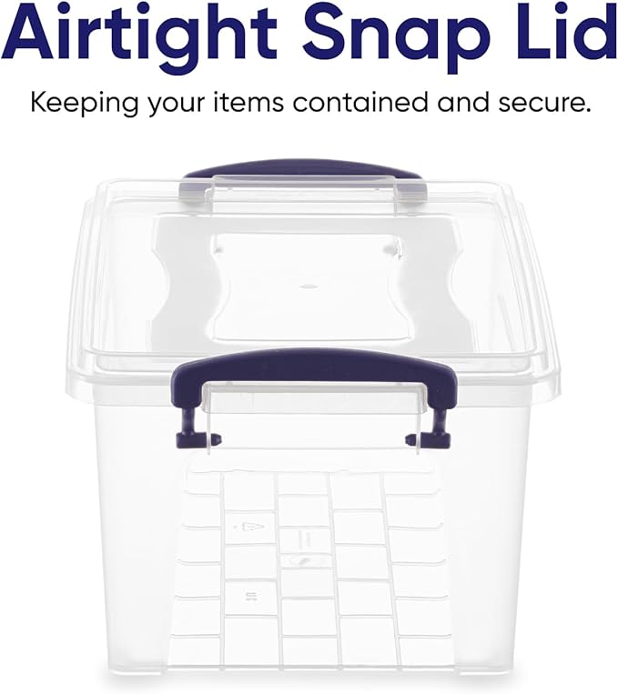 Superio Clear Plastic Storage Bin with Lid, 3.5 Qt, Non-Toxic, BPA Free, Odor Free, Organizer Storage Box, Stackable Plastic Tote for Home, Garage, School, and Office, X-Small