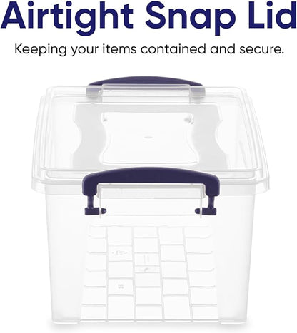 Superio Clear Plastic Storage Bin with Lid, 3.5 Qt, Non-Toxic, BPA Free, Odor Free, Organizer Storage Box, Stackable Plastic Tote for Home, Garage, School, and Office, X-Small