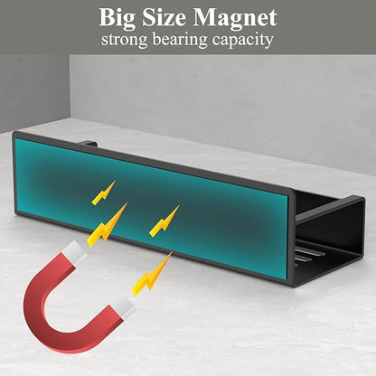 HuggieGems 6 Pack Magnetic Spice Rack Organizer for Refrigerator and Oven, Black Fridge Organizers and Storage for Kitchen