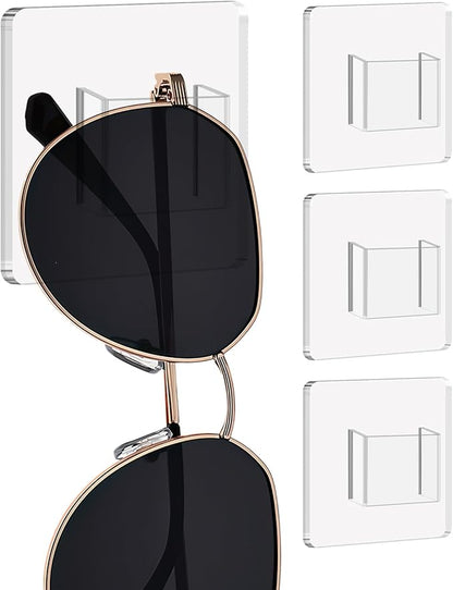 4 Packs Wall Sunglasses Organizer, Acrylic Sunglasses Holder Wall for Hanging Multiple Glasses, Clear Glasses Display Rack for Eyeglass Storage Decor Home Office Bedroom Husband Women Girls (4 Packs)