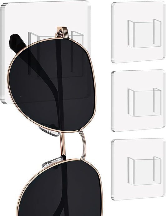 4 Packs Wall Sunglasses Organizer, Acrylic Sunglasses Holder Wall for Hanging Multiple Glasses, Clear Glasses Display Rack for Eyeglass Storage Decor Home Office Bedroom Husband Women Girls (4 Packs)