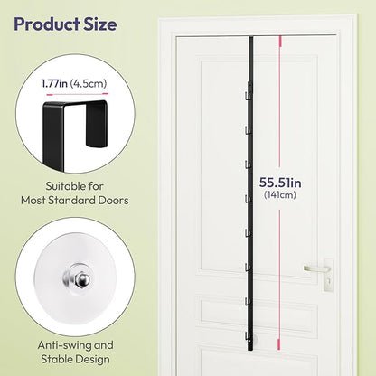 SWTYMIKI Over Door Hat Organizer - 2 Packs Metal Wall Mounted Hat Rack with 16 Hooks Design, Hanging Baseball Cap Organizer Storage Holds up to 32 Caps for Door, Bedroom, Closet