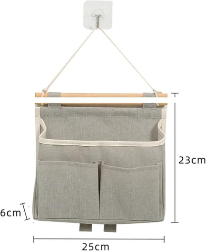 Wall Mount Hanging Storage Bags Linen Organizer with Sticky Hook for Kitchen Bedroom Office