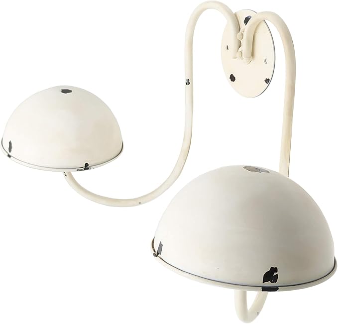 Owlgift Modern Metal Wall Mounted Entryway Retail Hat Rack/Wig Display Stand w/ 2 Circular Hat Hooks, White