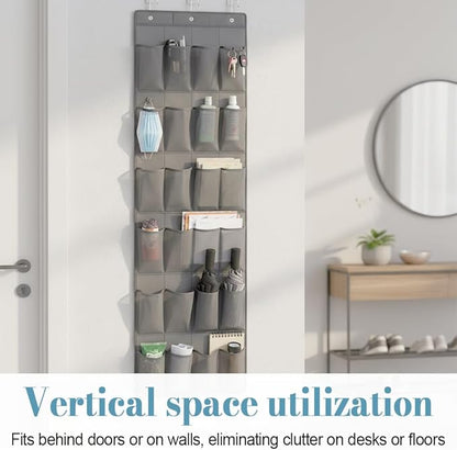 MiOYOOW Over the Door Shoe Organizer, Large Hanging Shoe Organizers Hanger Storage Holder with 24 Mesh Pockets & Hooks for Narrow Closet, Bedroom, Bathroom Shoes, Accessories