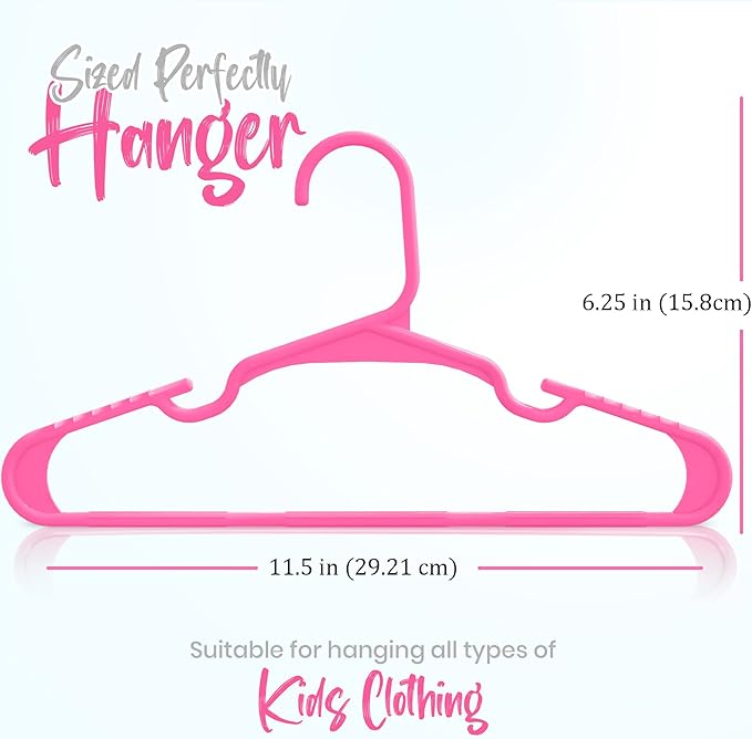 Utopia Home 60 Pack Kids Hangers - 11.5 Inch Plastic Baby Hangers for Closet - Childrens Hanger for Clothes & Infant Hanger for Closet - for Everyday Standard Use (Pink)