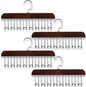 Belt Hanger 4Pcs Belt Hanger with 32 Hooks Bra Hangers for Closet,Space-Saving Wooden Closet Hanger Organizer for Ties, Scarves, Bras,Tank, Tops (Brown)