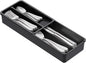 Lifewit Compact Silverware Organizer for Kitchen Drawer, Narrow Flatware Tray Holder, Plastic Cutlery Spoons, Forks and Knives Storage, Black, 1 Pack