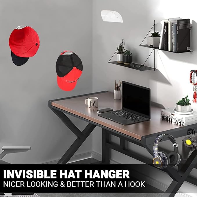 Hat Hanger Baseball Cap Fedora Western Cowboy Trucker Wall Holder Hat Hook Hat Organizer Display Rack All Types of Hats Minimalist Décor Clear Acrylic Fathers Day Gift - 2 Pack