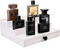 White Cologne Organizer for Men - 3 Tier Wooden Perfume Display Stand with Drawer and Hidden Compartment for Organizing and Storing, Cologne Holder Shelf for Dresser