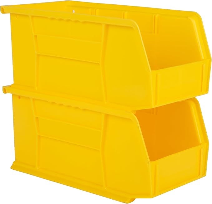 Hudson Exchange 11" x 5-1/2" x 5" Plastic Stackable Storage Bin and Hanging Container (Yellow, 1 Pack)