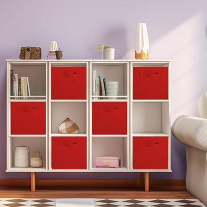 ShellKingdom Storage Bins, Foldable Fabric Storage Cubes And Cloth Storage Organizer Drawer For Closet And Toys Storage, 13 X 13 X 13 INCH, 2 Pack (Red)