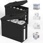 NAMTSO Bathroom Toilet Paper Storage with Lid - for Up to 12 Rolls | Storage Bins with Lids for Towel or Yarn | Free Standing | Foldable | Moisture Resistant | Clear Plastic Window | Black | 2 Pack