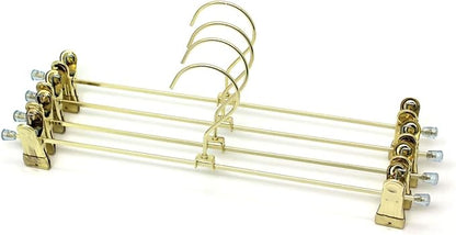 13.8" Gold Metal Wire Clips Hangers with Adjustable Clips - 30 Pack Pants Hangers with Clips Metal Perfect for Pants Trouser Underwear Bottom Clothes Heavy Duty Space Saving Closet Organization