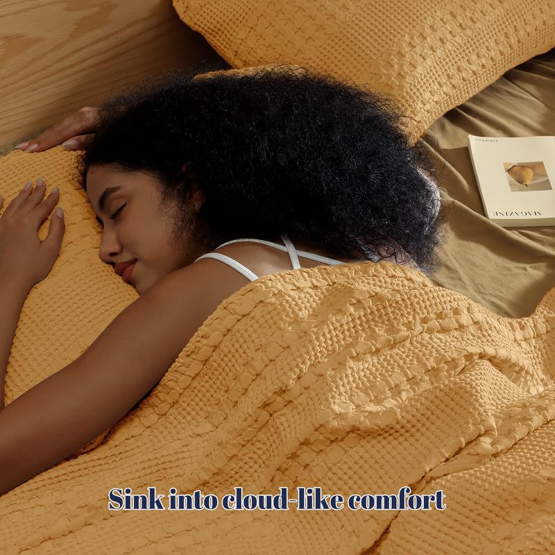 PHF Cotton Waffle Pillow Shams King Size 20"x36", Pumpkin Orange, No Insert - Image 2