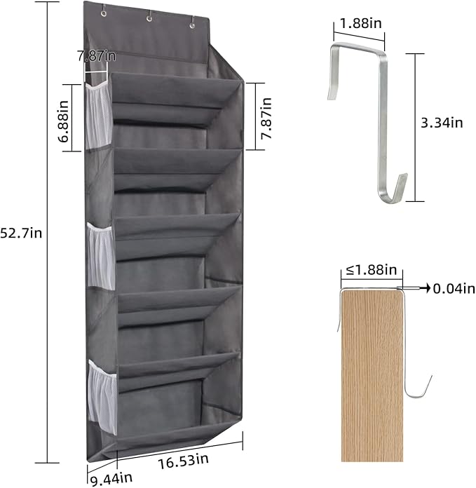 Over the Door Shoe Rack Organizer – Hanging Storage for 12 Pairs of Shoes, 6 Mesh Pockets + 6 Deep Large Pockets, 50lbs Capacity, for Closet, Bedroom, Dorm, Narrow Door (1 Pack)