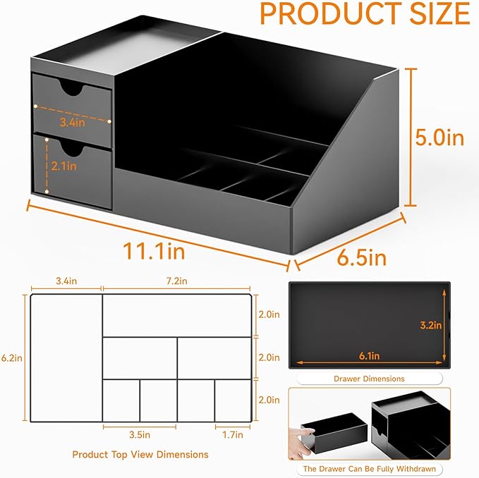 Yieach Mens Cologne Organizer With Drawers,Large Acrylic Perfume Organizer,Fragrance Shelf for Men Room Decor,Black Makeup Organizers and Cologne Holder for Mens Vanity,Bathroom Countertop and Dresser