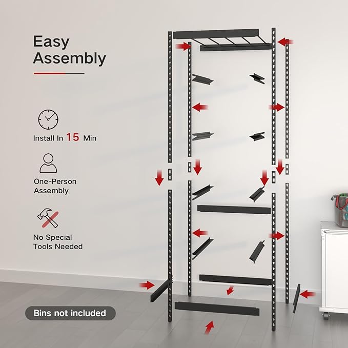 27 Gallon Tote Storage Rack, Heavy-Duty Storage Bin Rack Organizer, 5-Tier Standing Storage Bin Shelves, 250 lb Capacity, Maximize Space for Garage, Warehouse, Utility, 2-Pack (Totes Not Included)