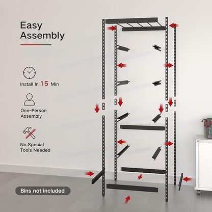 27 Gallon Tote Storage Rack, Heavy-Duty Storage Bin Rack Organizer, 5-Tier Standing Storage Bin Shelves, 250 lb Capacity, Maximize Space for Garage, Warehouse, Utility, 2-Pack (Totes Not Included)