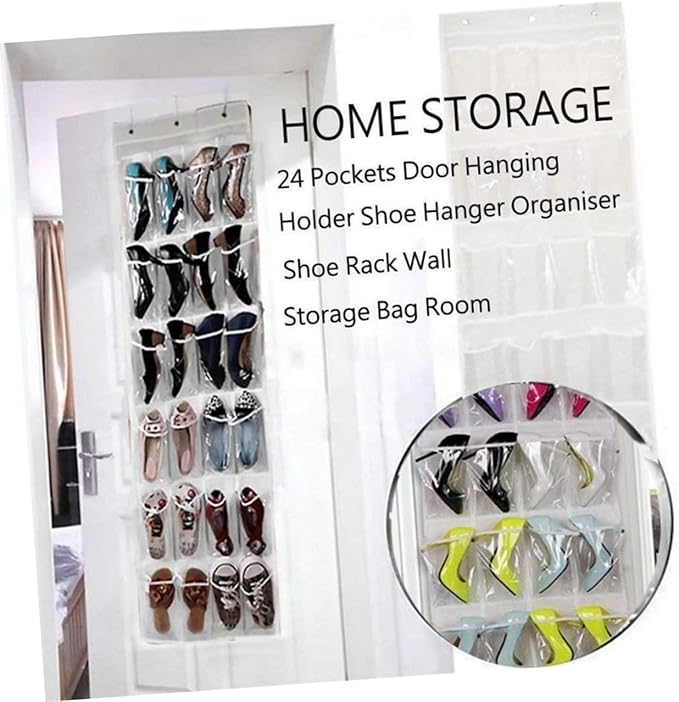 ABOOFAN 24-Grid Shoe Storage Organizer Waterproof Door Hanging Bag Sturdy Oxford Material for Bathroom and Closet Use Space Saving Shoe Holder