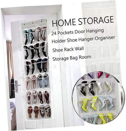 ABOOFAN 24-Grid Shoe Storage Organizer Waterproof Door Hanging Bag Sturdy Oxford Material for Bathroom and Closet Use Space Saving Shoe Holder