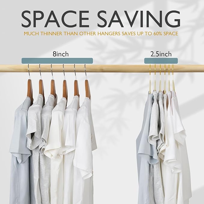ManGotree Velvet Coat Hangers with 360° Swivel Gold Hook, Non-Slip Felt Suit Hangers, Slim Space Saving Clothes Hanger for Jacket, Sweater, Shirt, Dress, Pants (36 Pack, Beige)