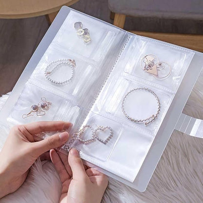 1 Pc Transparent Jewelry Storage Book 84 Pockets Jewelry Album Portable Travel Jewelry Organizer with 60 Pcs Small Clear Plastic Bags for Rings, Necklaces, Bracelets, Studs, Earrings, Brooches