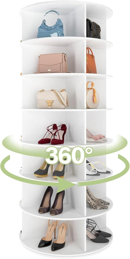 7-Tier Rotating Shoe Rack Tower, Free Standing 360° Revolving Shoe Organizer and Storage Hold Over 28 Pairs of Shoes, Lazy Susan Shoe Storage Cabinet, Spinning Room Decor Shoe Display, 1 PC (1)