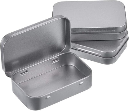 SECALIFE 3Pack Silver Metal Rectangular Hinged Tins Containers Basic Necessities Mini Portable Box Set for DIY Use, Home Organizer