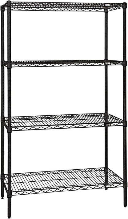 QUANTUM STORAGE SYSTEMS WR74-2442BK Starter Kit Wire Shelves Black Epoxy 4 Shelves 74" H x 42" W x 24" D