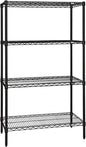 QUANTUM STORAGE SYSTEMS WR74-2442BK Starter Kit Wire Shelves Black Epoxy 4 Shelves 74" H x 42" W x 24" D
