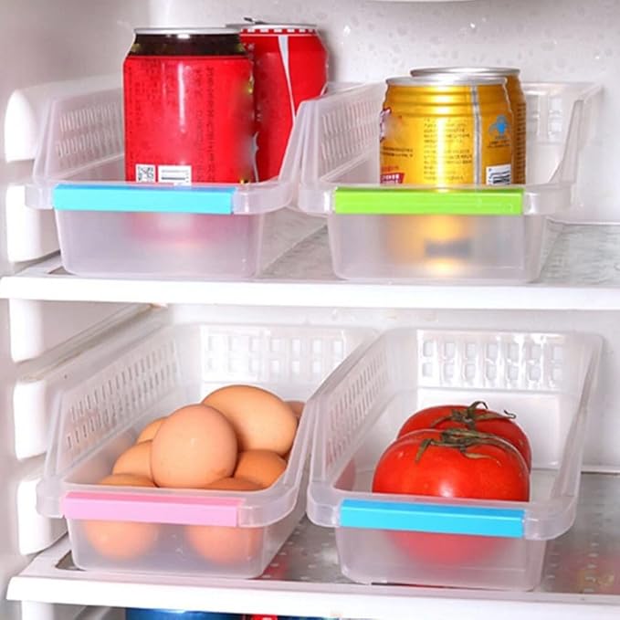 Cabilock Refrigerator Storage Drawers 2 Pack Compact Fridge Bins Freezer Organizer Bins Can Organizer for Refrigerator Kitchen Storage Random Color