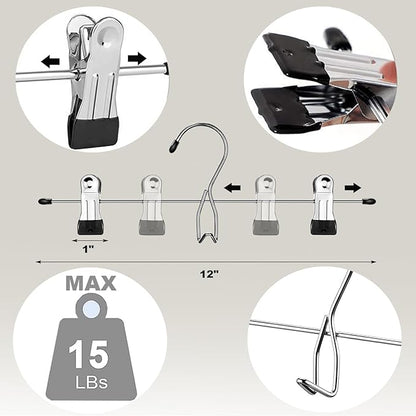 Pants Hangers with Clips, 20 Pack Stackable Skirts Hanger Space Saving, Hanging Closet Organizer and Storage for College Dorm Apartment
