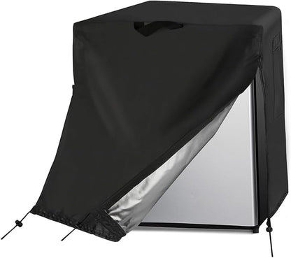 Fridge Cover, Refrigerator Cover, Fridge Wrap,210D Waterproof&Dustproof Cover for Protecting Upright Freezers/Beverage Refrigerator for Cold Rooms, Black,20"W x 20"D x 21"H Mini Fridge with Freezer F
