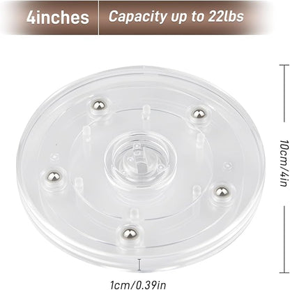 2 Pack 4" Clear Acrylic Lazy Susan Turntable - Small Ball Bearing Rotating Tray Cake Turntable for Decorating Lazy Susan Round Spinning Base for Crafts Cabinet Spice Rack