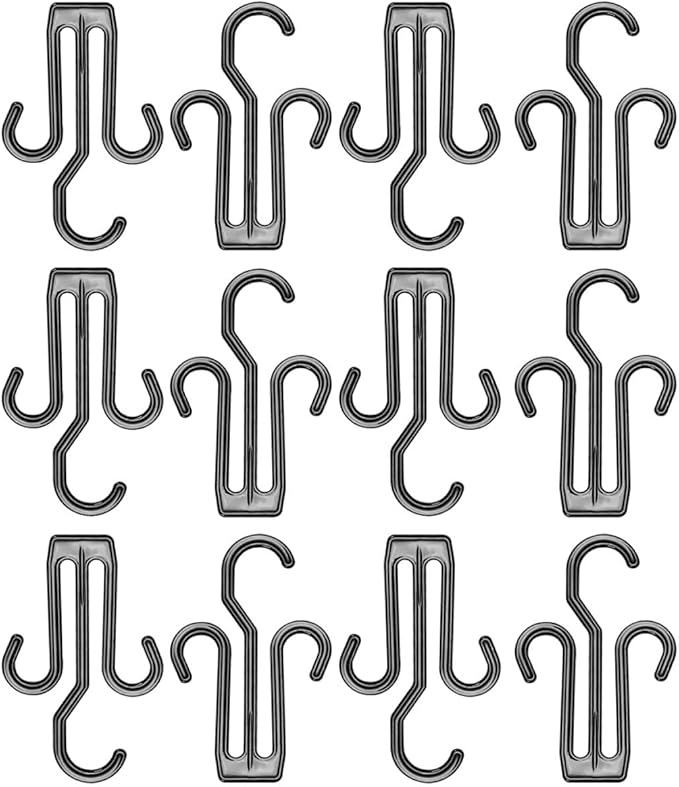 12pcs Black Plastic Shoes Hanging Organizers Sturdy Shoe Hooks for Exercise Bike and Slippers Drying Rack for Home and Dorm