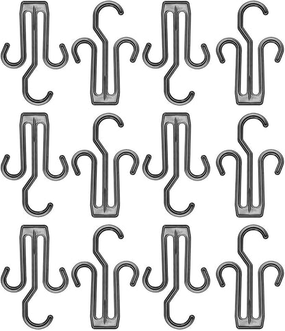 12pcs Black Plastic Shoes Hanging Organizers Sturdy Shoe Hooks for Exercise Bike and Slippers Drying Rack for Home and Dorm