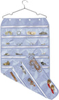 Hanging Jewelry Organizer with Zipper,Dual-Sided 56 Clear Pockets for Earrings Necklace Bracelet Ring Accessory Display (Grey)