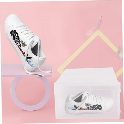 SOLUSTRE 6PCS Stackable Shoe Storage Box Thickened Plastic Organizers Lid Container for Sneakers Dustproof Design for Closet and Home Use