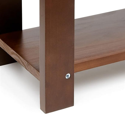 Amazon Basics Sturdy Solid Pine Wood Entryway Bench with Shoe Storage Organizer Rack, Espresso, 10.4"D x 27.56"W x 17.72"H