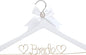 White Solid Wood Bridal Dress Hanger with Bridal Wire Lettering for Bridal Wedding Party Gift (White Hanger with Rose Gold Thread)