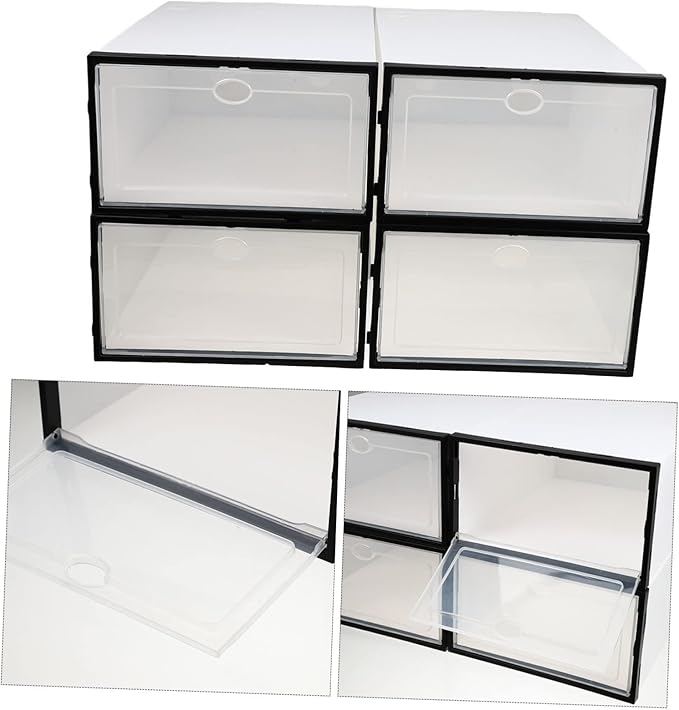 MAGICLULU 4pcs Thickened Shoes Holding Box Plastic Cases Home Use Shoe Box Container Convenient Storage Containers Lids