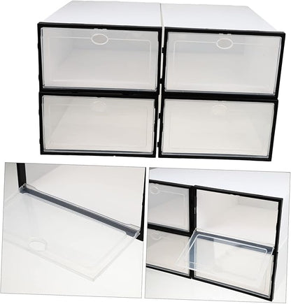 MAGICLULU 4pcs Thickened Shoes Holding Box Plastic Cases Home Use Shoe Box Container Convenient Storage Containers Lids