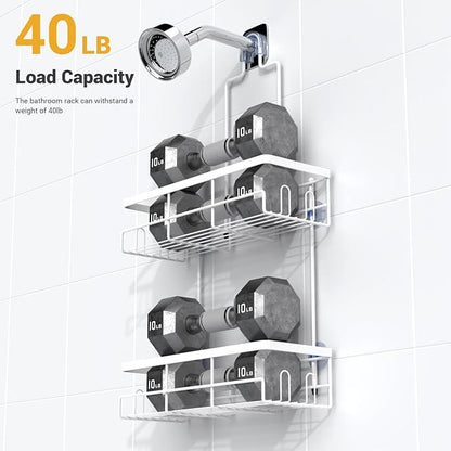 AKTECKE Shower Caddy Hanging Bathroom Organizer: Rustproof Shelf for Inside Shower - No Drilling Racks Over Showerhead - Bath Shelves for Shampoo Soap