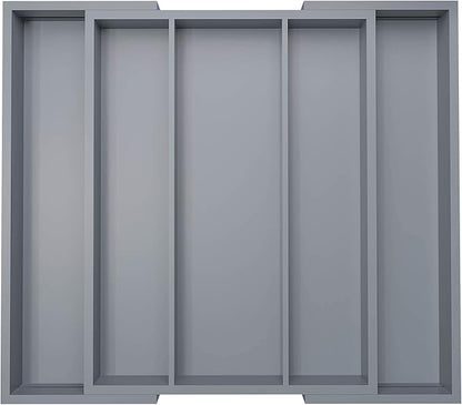 Large Kitchen Utensil Drawer Organizer - Expandable 5 Slots Cooking Utensil Organizer Multipurpose Silverware Organizer for Storage Repair Tools, Painting Tools W13.7"-19.9" x L17.6" X H2.5" (Grey)